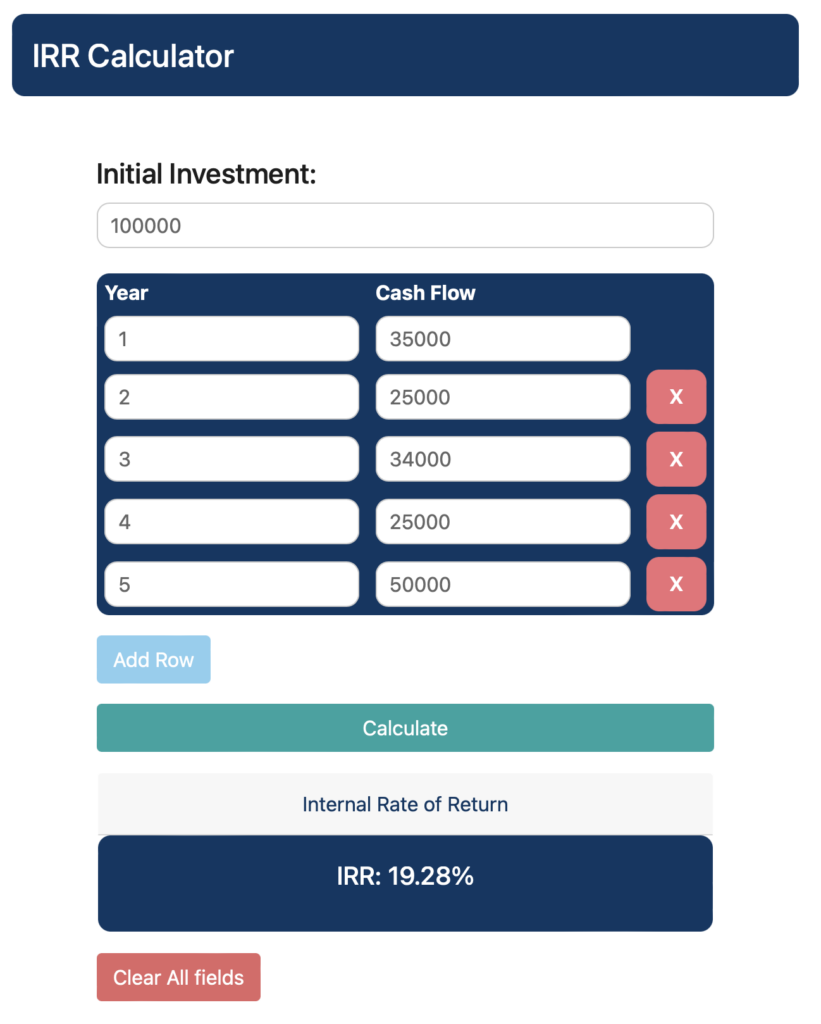 How To Use IRR Calculator To Calculate Internal Rate of Return Online