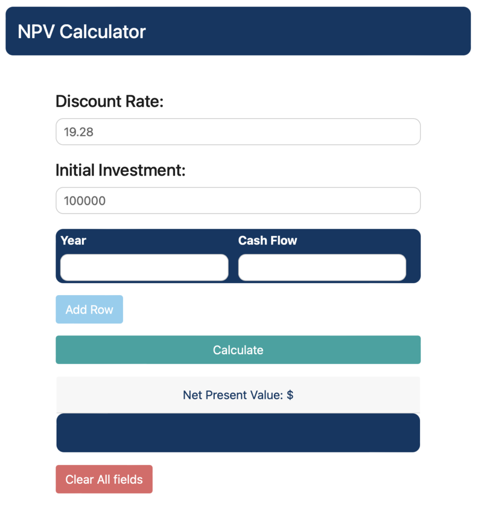 Double Check The IRR Using NPV Calculator