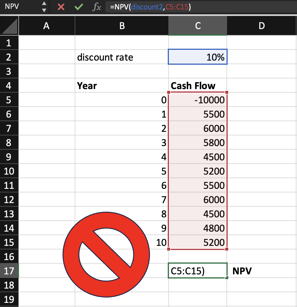 NPV in Excel